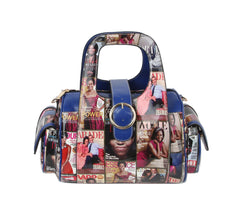 Glossy Magazine Cover Satchel Handbag Top Handle Bag