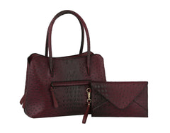 Fashion Ostrich Top Handle Satchel with Matching Clutch