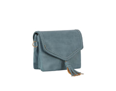 Tassel front flap triple entry wristlet crossbody