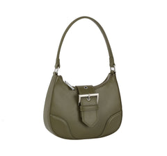 Buckle front flap shoulder bag