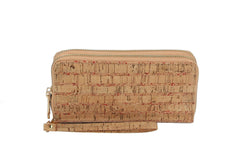 Fashion Double Zip Cork Decor Wallet