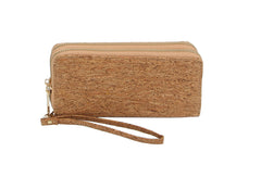 Fashion Double Zip Cork Decor Wallet