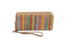 Fashion Double Zip Cork Decor Wallet