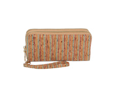 Fashion Double Zip Cork Decor Wallet