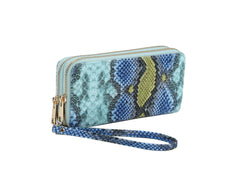 Fashion Double Zip Serpentine Decor Wallet