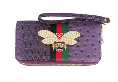 MULTI COLORED CROCODILE BEE PRINT WALLET