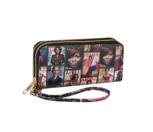 Michell Obama Printed Double Zipper Pocket Wallet