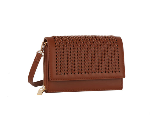 Woven flap over crossbody