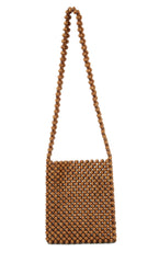 summer beach shoulder crossbody bag  is made of small wooden balls