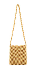 summer beach shoulder crossbody bag  is made of small wooden balls