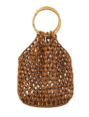 summer beach hand bag satchel is made of small wooden balls