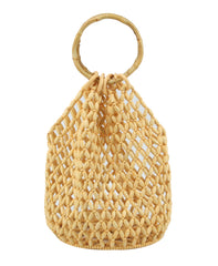 summer beach hand bag satchel is made of small wooden balls