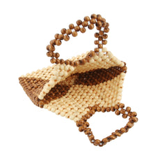 Straw Bags for Women,Straw Bags and Totes made whit small wooden balls