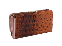 Fashion Ostrich Croc Kiss Lock Wallet