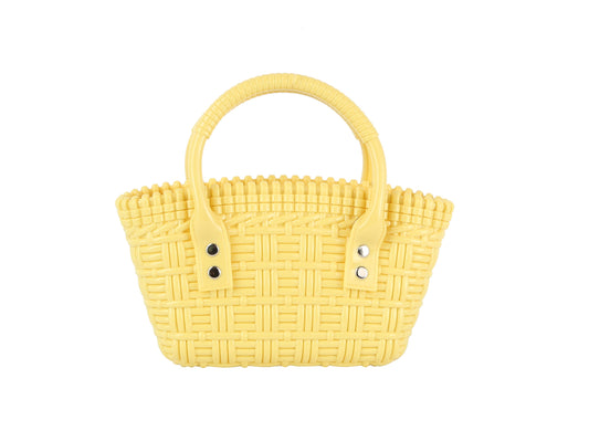 Woven top handles jelly mini tote